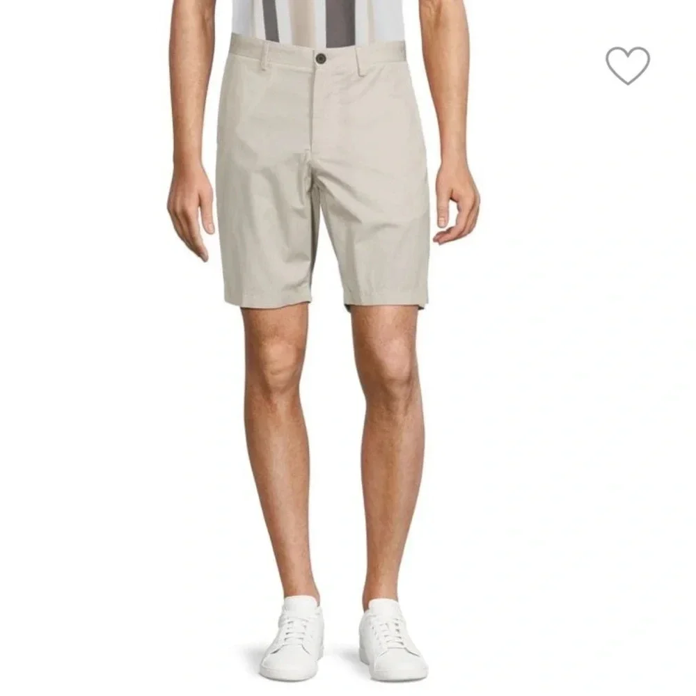 New! Theory Zaine Slim Sillar Print Shorts moon white 28877